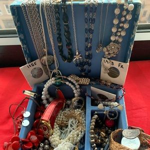 Vintage Jewelry LOT Junk Box Necklaces Coins Earrings Pendants